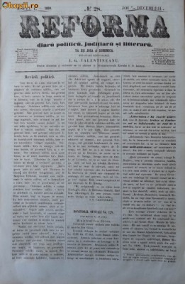 Reforma , ziar politicu , juditiaru si litteraru , an 1, nr. 28 , 1859 foto