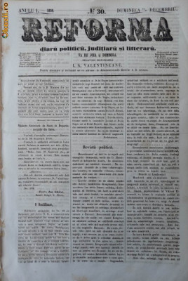 Reforma , ziar politicu , juditiaru si litteraru , an 1, nr. 30 , 1859 foto