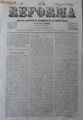 Reforma , ziar politicu , juditiaru si litteraru , an 1, nr. 31 , 1859 foto