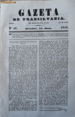 Gazeta de Transilvania , nr. 40 , Brasov , 1846 foto