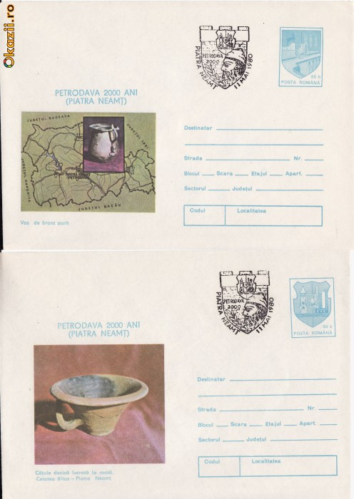 Set 2 plicuri- Piatra Neamt-Petrodava 2000-Statul dac Set 2 plicuri- Piatra Neamt-Petrodava 2000-Statul dac