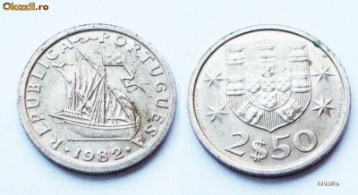 PORTUGALIA 2 - 1/2, 2,5 ESCUDOS 1982 XF ** foto