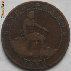 Spania 5 gramos 1870 foto