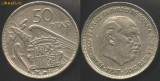 Spania 50 PESETAS 1957 generalul Franco,uriasa 30 mm