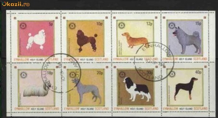 SCOTIA 1984 - CAINI DE COMPANIE, bloc 8 stampilat AF19/AE3 SCOTIA 1984 - CAINI DE COMPANIE, bloc 8 stampilat AF19/AE3