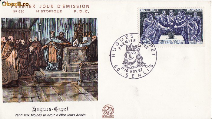 FDC Franta -tema regala-Hugo Capet-istorica FDC Franta -tema regala-Hugo Capet-istorica