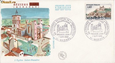 FDC Franta -Biserica Saint Nazaire -istorica,geografica foto