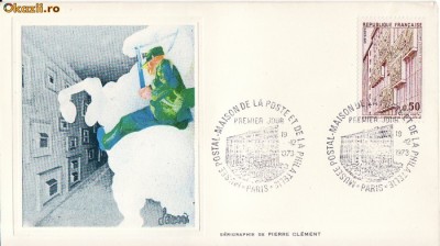 FDC Franta -Paris-Casa postei- tema servicii postale foto