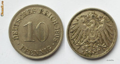 GERMANIA 10 PFENNIG 1908 D XF ** foto