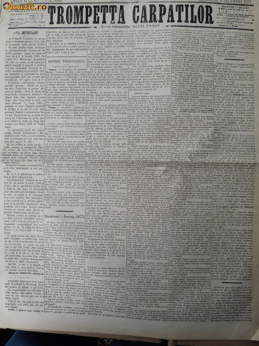 Ziarul Trompetta Carpatilor , nr. 1095 , 1873