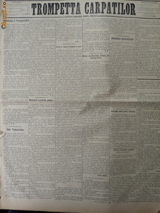 Ziarul Trompetta Carpatilor , nr. 1107 , 1874