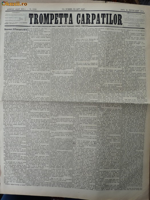 Ziarul Trompetta Carpatilor , nr. 1110 , 1874