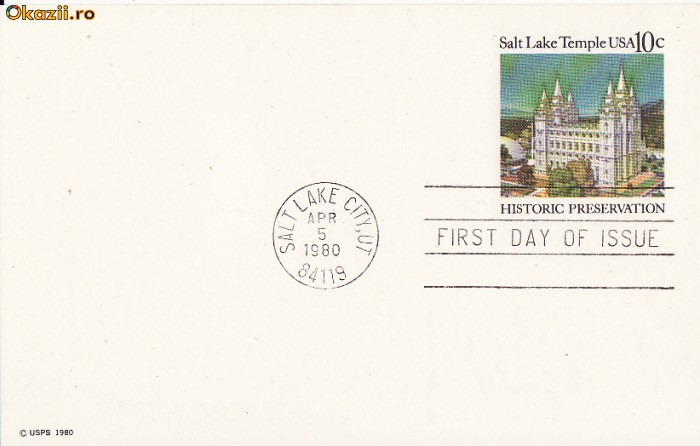 Intreg postal SUA, USA -Salt Lake City-Templu