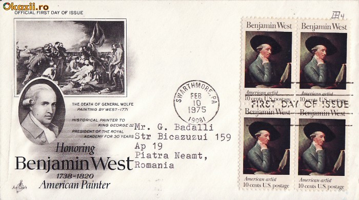 FDC SUA -Pictorul Benjamin West
