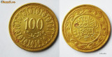 TUNISIA 100 MILLIM AH1418-1997, 7.50 g., Brass, 27 mm **, Africa