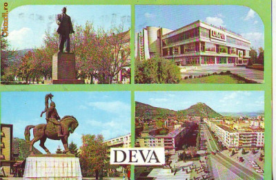 S 3081 Hunedoara- DEVA - imagini din oras circulata foto