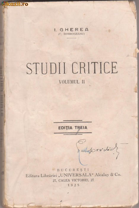 C.Dobrogeanu-Gherea / Studii critice (editie 1925)