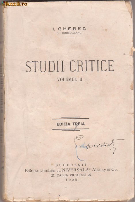 C.Dobrogeanu-Gherea / Studii critice (editie 1925) C.Dobrogeanu-Gherea / Studii critice (editie 1925)