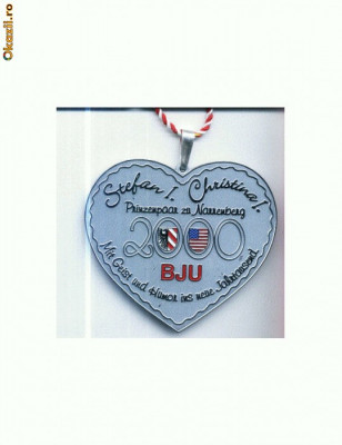 07 Medalie interesanta, okazie carnaval anul 2000, germana -in forma de inima -(Oferta) foto