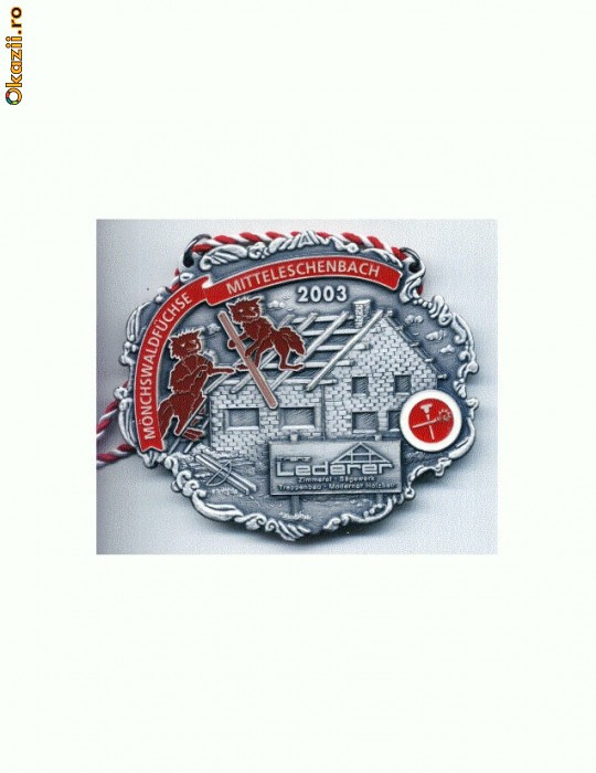 142 Medalie interesanta, vulpi rosii -Lederer -2003, germana-tematica automobilistica -dealer auto