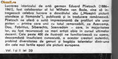 Eduard Plietzsch - Pictori olandezi si flamanzi din sec XVII foto