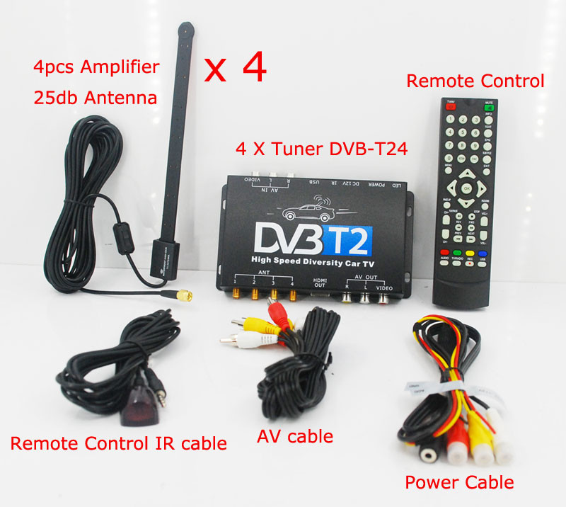 Tuner TV auto Digital DVBT2 cu 4 antene si cu usb media player