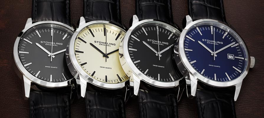 Stuhrling Original Men's Ascot II Swiss Quartz Strap Set Watches