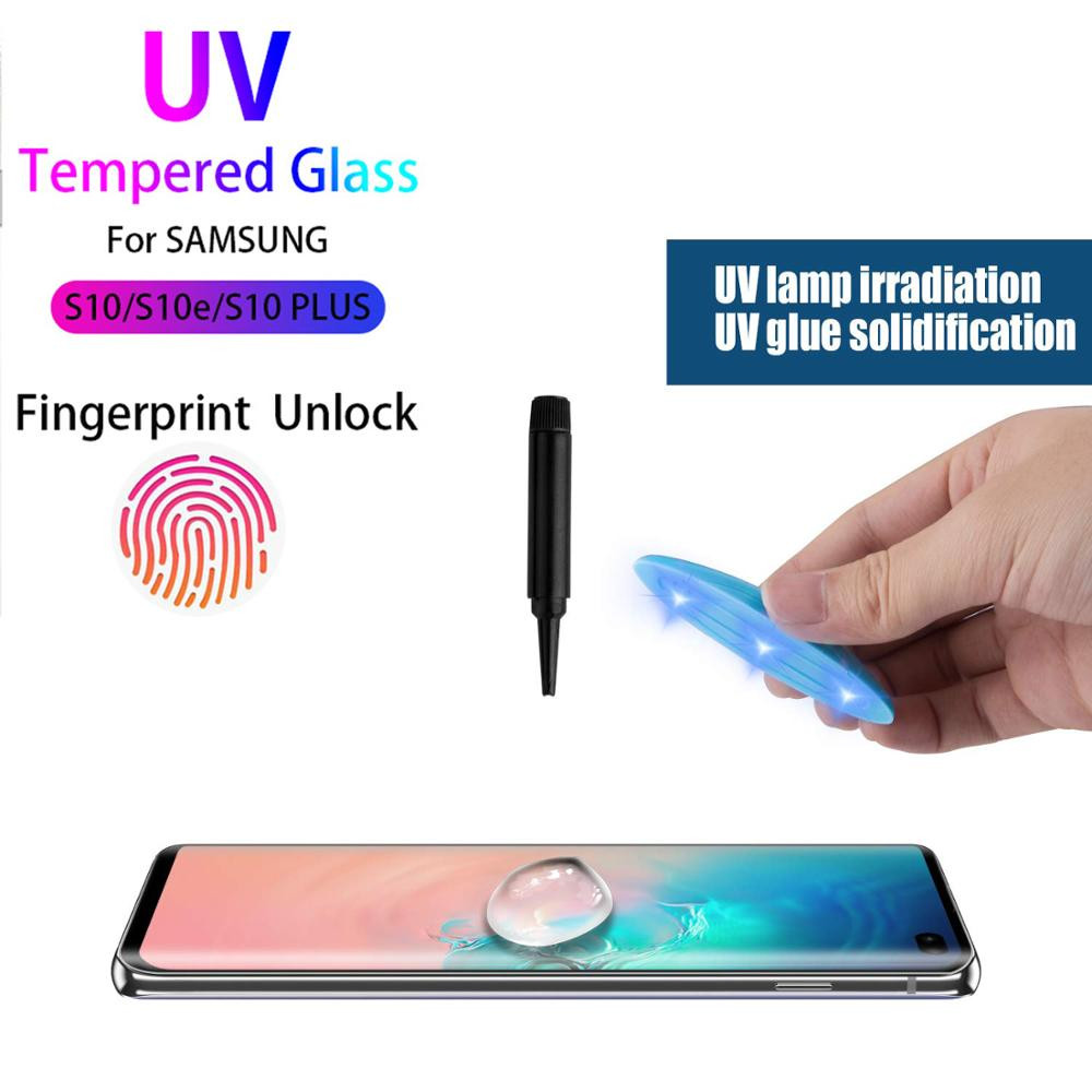 Imagini pentru tempered glass screen protector 5D samsung galaxy S10e UV lamp