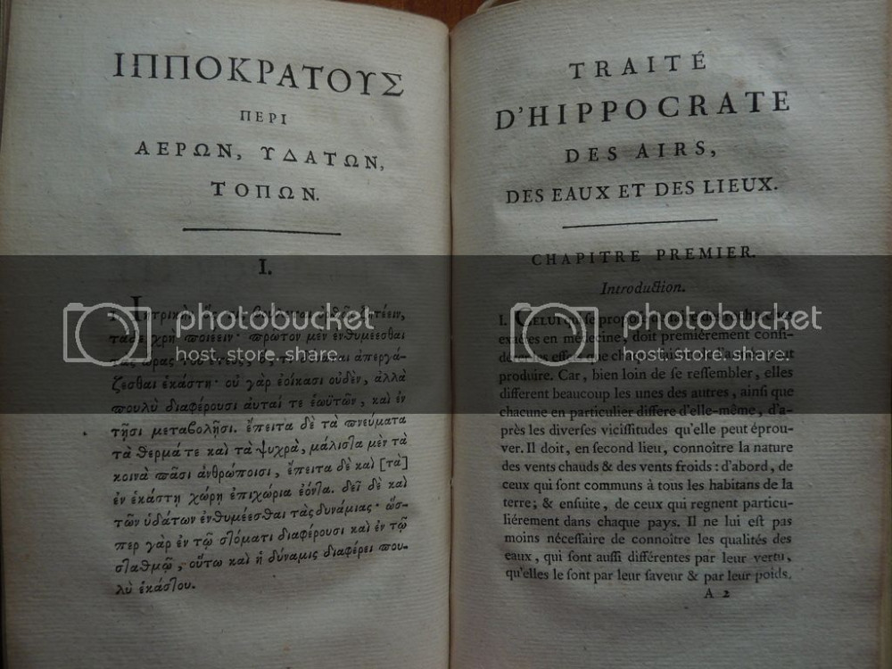 Coray , Tratatul lui Hipocrate ;Aer ,apa ,pamant ,Paris ,1800 ,2 vol. ,  medicina | arhiva Okazii.ro