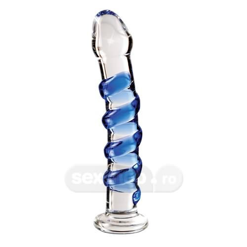 Icicles Spirala de Safir Dildo din Sticla Nr 5