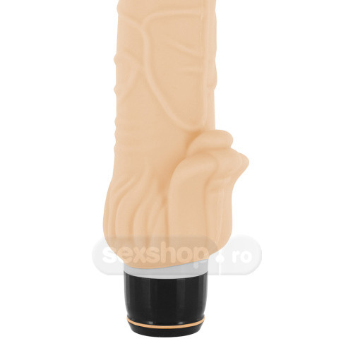 Vibrator Realist din Silicon cu Stimulator Clitoris - culoare Natural