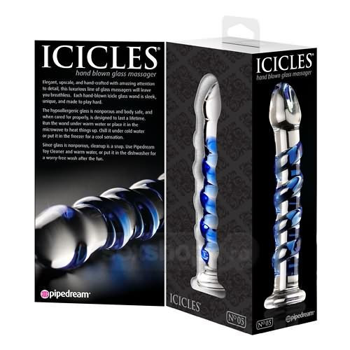 Icicles Spirala de Safir Dildo din Sticla Nr 5