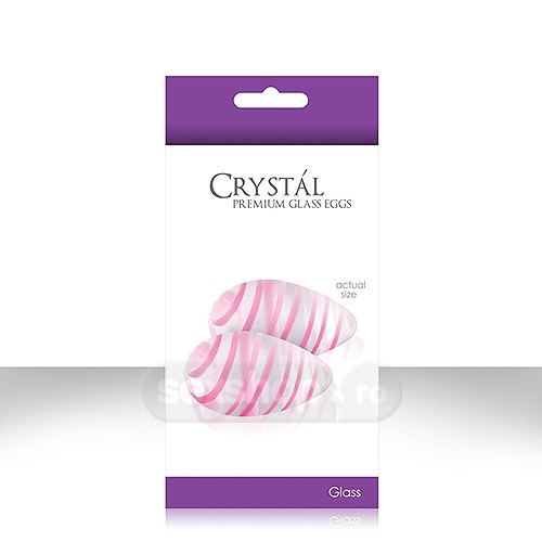 Crystal Sticla Premium Oua cu Dungi Roz