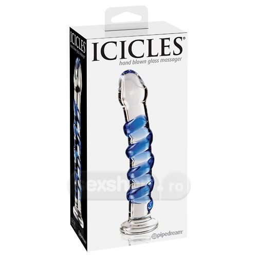 Icicles Spirala de Safir Dildo din Sticla Nr 5