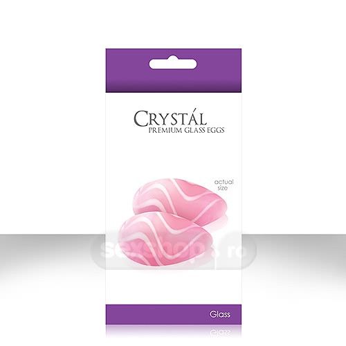 Crystal Sticla Premium Oua Roz cu Dungi Albe