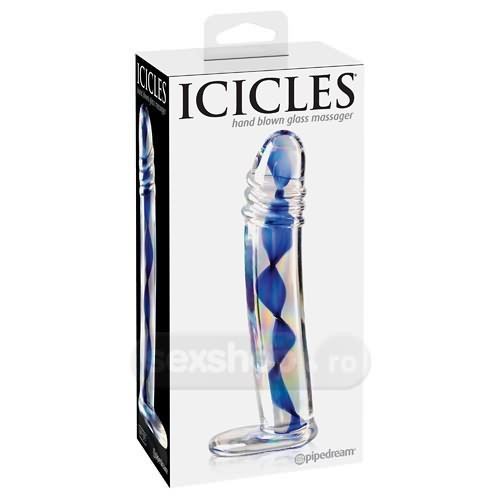 Icicles Spirla Albastra Penis din Sticla Nr 9