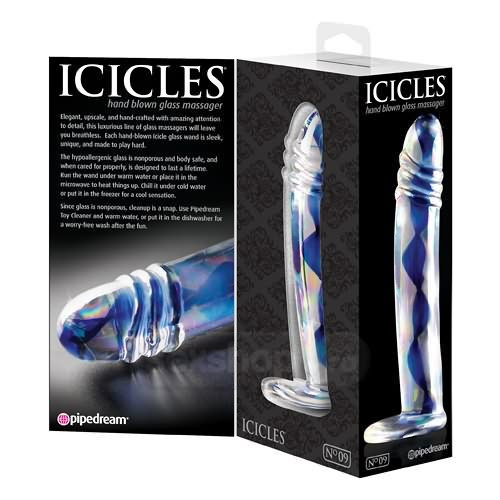 Icicles Spirla Albastra Penis din Sticla Nr 9