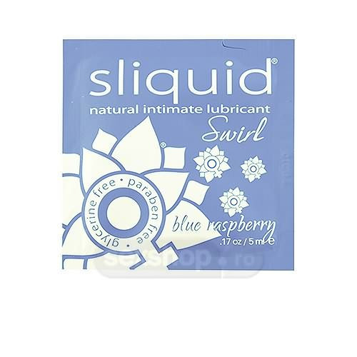 Sliquid Natural Rasucire Pliculet cu Lubrifiant - aroma Zmeura Albastra