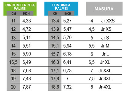 Tabel masuri manusi Level copii