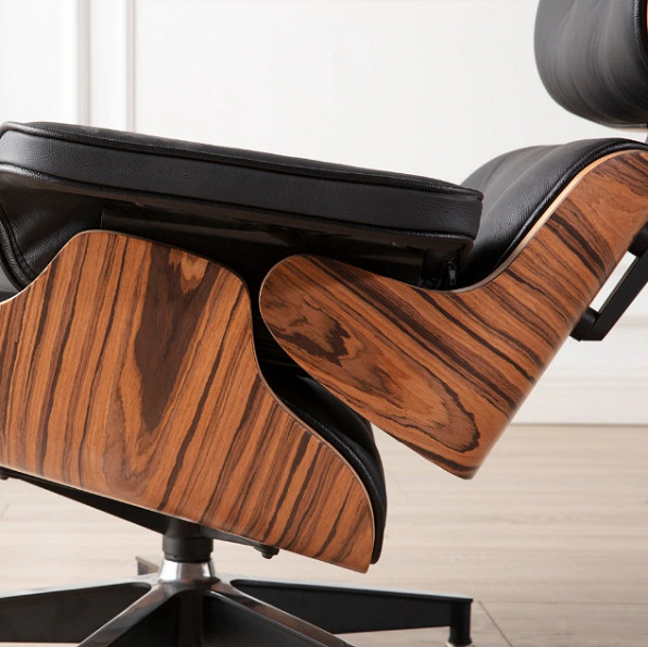 Scaun Eames Lounge Chair cu Otoman piele neagra arhiva