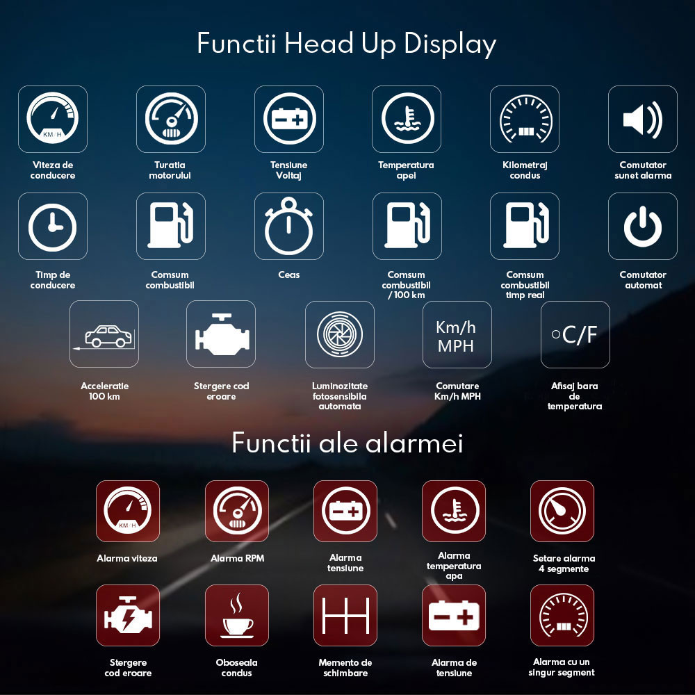 Proiector informatii de bord pe parbriz, Head Up Display Techstar? OBD ...
