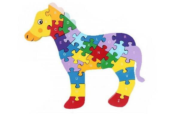 Puzzle realizat din lemn multicolor, model calut cu litere si cifre, 26  piese, pentru copii, 30 x 26 x 1.5 cm | Okazii.ro
