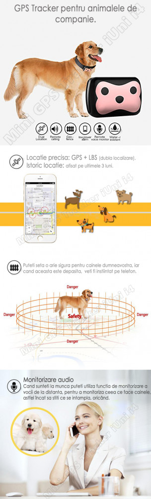 Mini GPS Tracker iUni Track i4 pentru animale