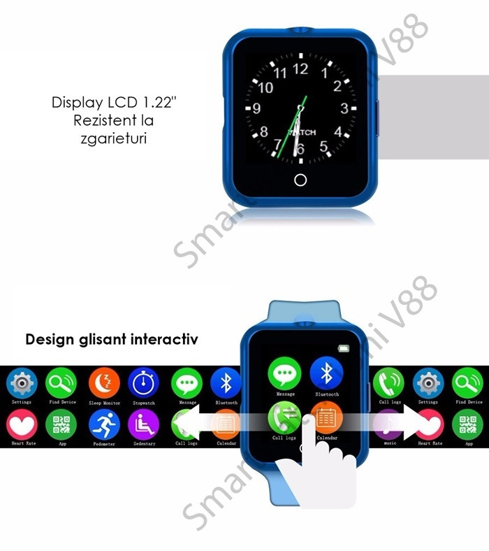 Ceas Smartwatch cu Telefon iUni V88 bluetooth