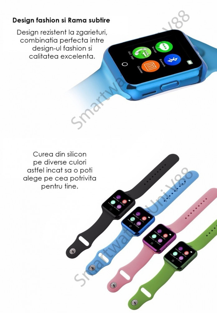 smartwatch cu cartela iUni V88-1