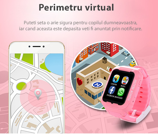 Ceas GPS Copii iUni Kid3 Telefon, Notificari