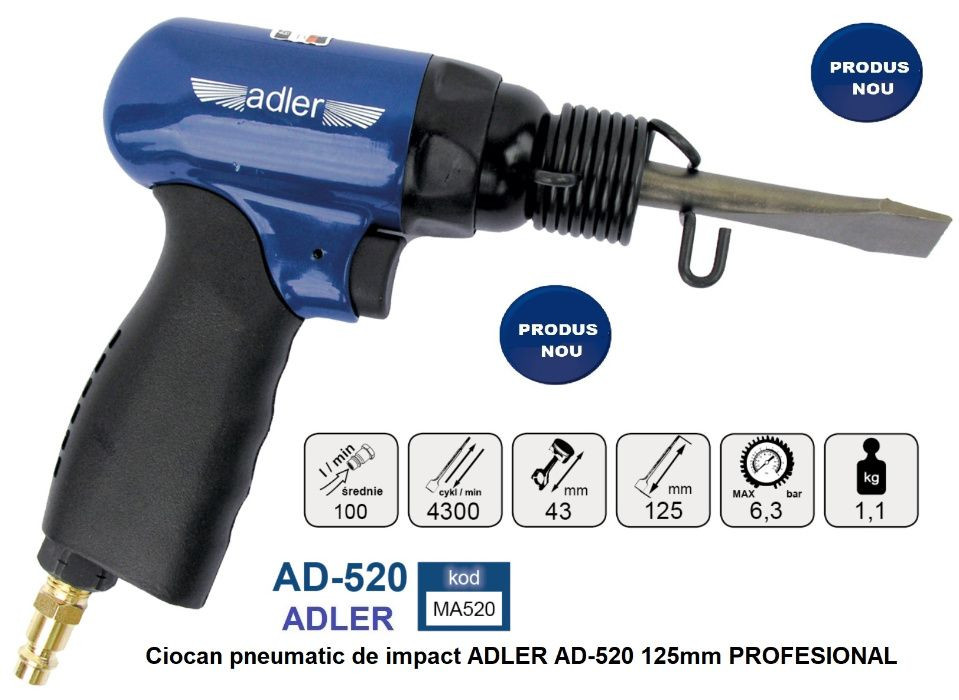 Ciocan pneumatic de impact ADLER AD-520 125mm PROFESIONAL Radauti - imagine 3