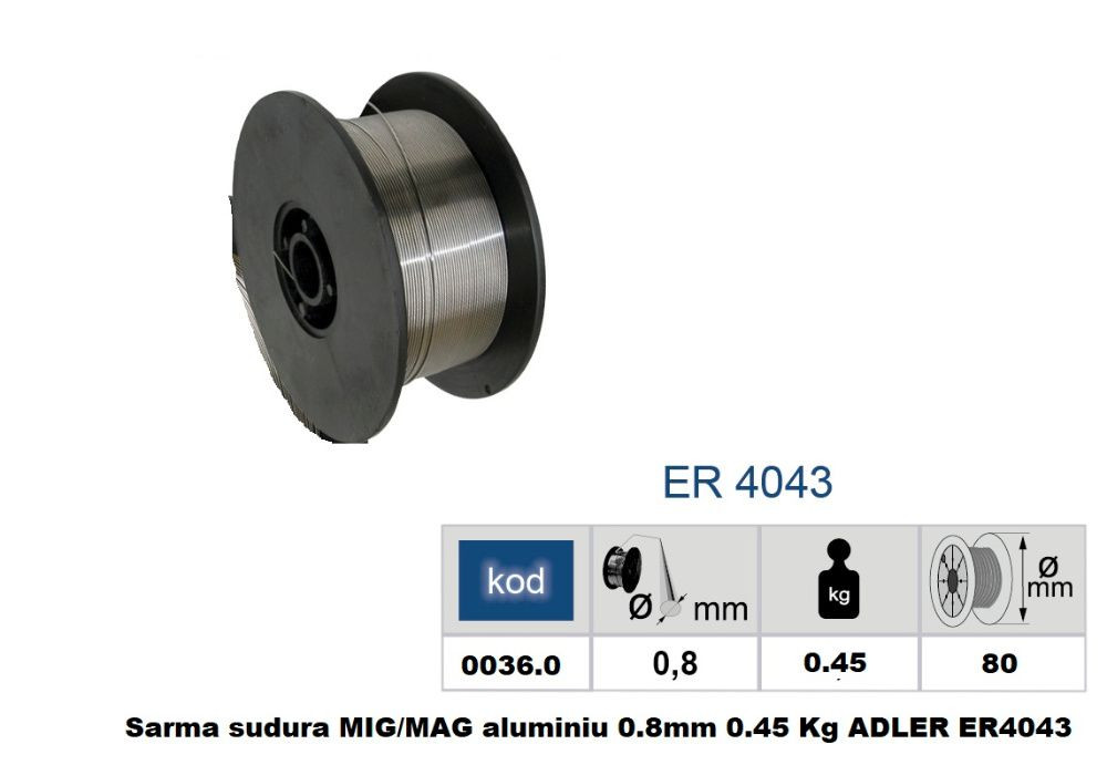 Sarma sudura MIG/MAG aluminiu 0.8mm 0.45 Kg ADLER ER4043 MA0036.0 Radauti - imagine 5