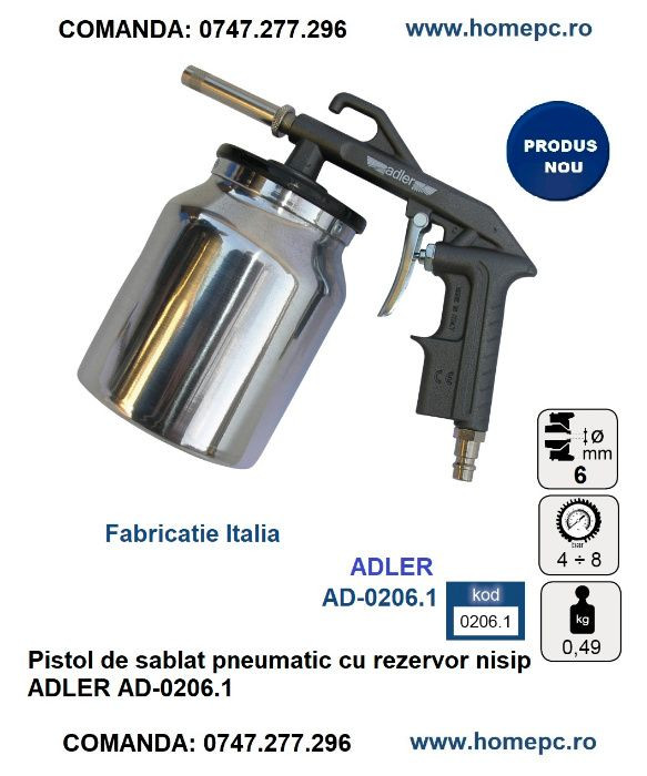 Pistol de sablat pneumatic cu rezervor nisip ADLER AD-0206.1 Radauti - imagine 4