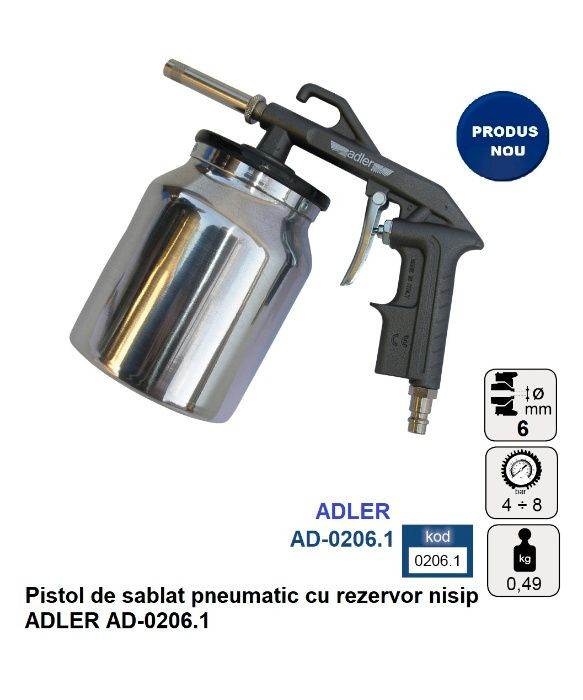 Pistol de sablat pneumatic cu rezervor nisip ADLER AD-0206.1 Radauti - imagine 6